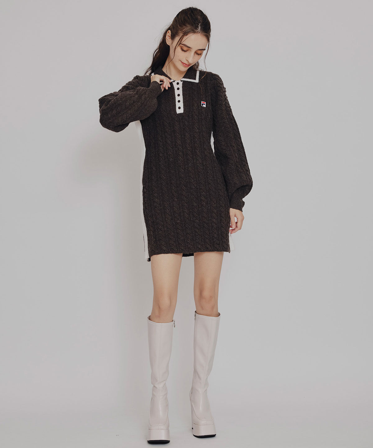 REDYAZEL「［FILA&times;REDYAZEL］ケーブルニットポロミニワンピース」|ワンピース|