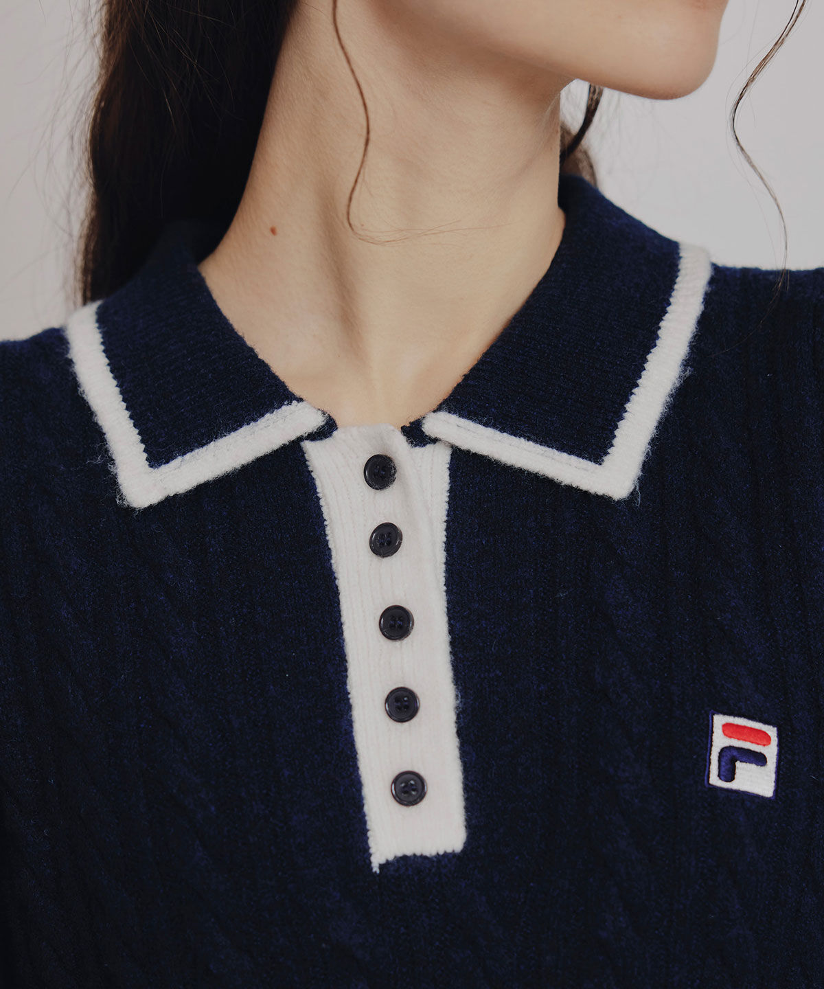 REDYAZEL「［FILA&times;REDYAZEL］ケーブルニットポロミニワンピース」|ワンピース|