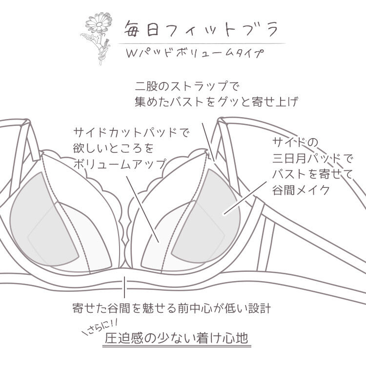 intesucre「アンテシュクレ 毎日フィットブラ Wパッドボリュームタイプ ブラジャー単品 IBT369」|インナー|