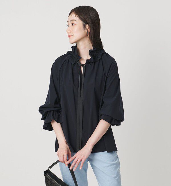 UNITED ARROWS「レースフリルカラー 2WAY ブラウス ‐はっ水‐」|シャツ・ブラウス|NAVY