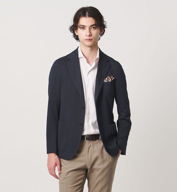 UNITED ARROWS「ハウンドトゥース シングル ２ボタン テーラードジャケット COMFORT EASY‐MODEL SOFT」|テーラードジャケット|NAVY