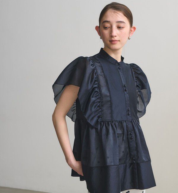UNITED ARROWS「シルキー ギャザー フリルブラウス ‐ウォッシャブル‐」|シャツ・ブラウス|