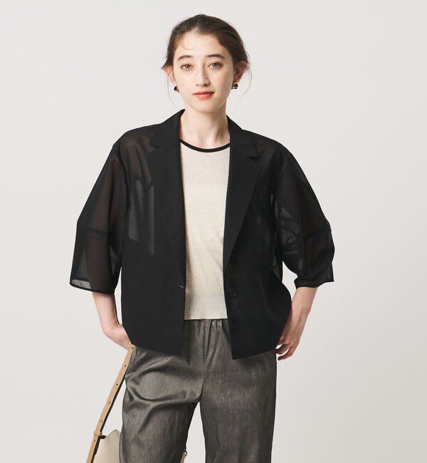 UNITED ARROWS「シアー ショート ジャケット ‐ウォッシャブル‐」|テーラードジャケット|