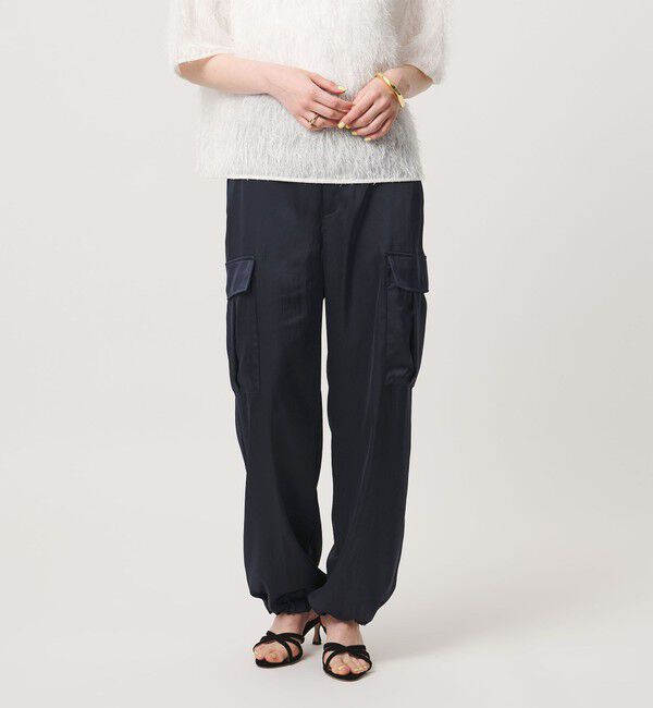 UNITED ARROWS「サテン クリーン ポケット パンツ ‐ウォッシャブル‐」|カーゴ|NAVY