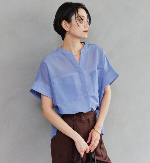 UNITED ARROWS green label relaxing「カールマイヤー ポケット ショートスリーブ ブラウス マシンウォッシャブル 通気性」|シャツ・ブラウス|