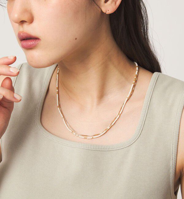 UNITED ARROWS green label relaxing「3WAY ビーズ＆チェーン 2連ネックレス」|ネックレス|