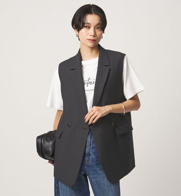 UNITED ARROWS green label relaxing「ツイードライク ジレ マシンウォッシャブル 帯電防止 」|ベスト・ジレ|DK.GRAY