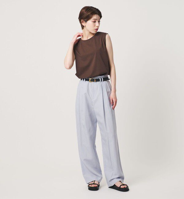BEAUTY&YOUTH UNITED ARROWS「麻ブレンド バックゴム タック ワイドパンツ」|チノ|