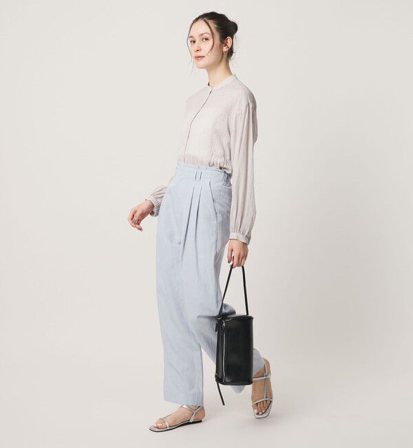 BEAUTY&YOUTH UNITED ARROWS「麻ブレンド バックゴム タック ワイドパンツ」|チノ|