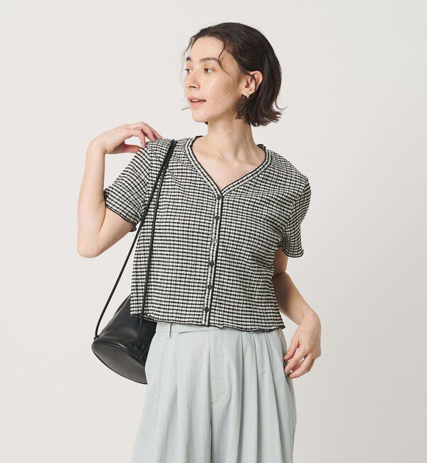 BEAUTY&YOUTH UNITED ARROWS「ソリッド＆チェック Vネック ショートスリーブ カーディガン」|カーディガン|