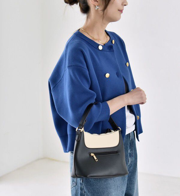 quaranciel「《一部追加予約》quaranciel:〈手洗い可能〉ノーカラー ダブル ボタン ジャケット カーディガン」|カーディガン|