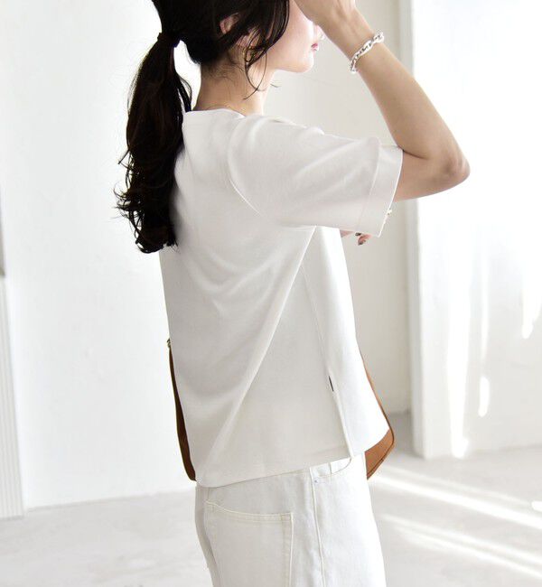 quaranciel「quaranciel:〈接触冷感/汗染み防止加工/洗濯機可能〉ベーシック コンパクト TEE」|Tシャツ・カットソー|