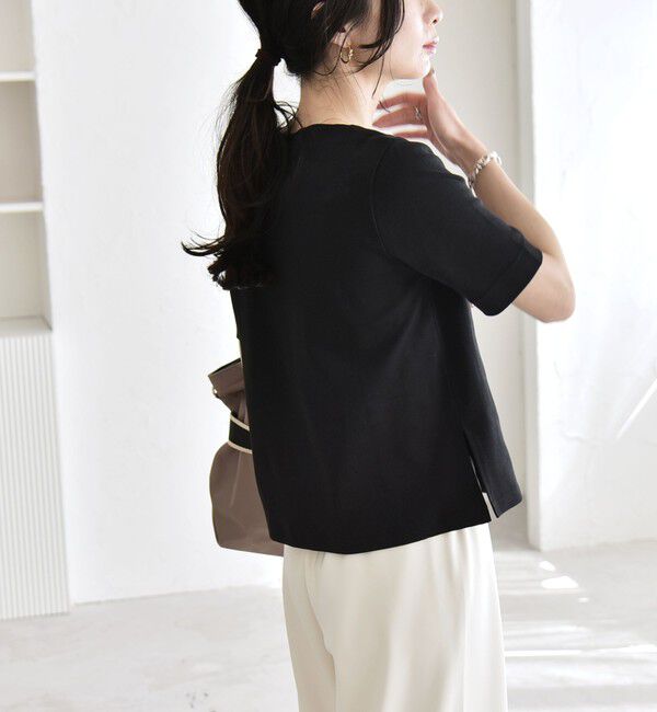 quaranciel「quaranciel:〈接触冷感/汗染み防止加工/洗濯機可能〉ベーシック コンパクト TEE」|Tシャツ・カットソー|