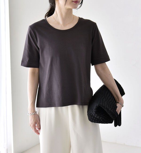 quaranciel「quaranciel:〈接触冷感/汗染み防止加工/洗濯機可能〉ベーシック コンパクト TEE」|Tシャツ・カットソー|