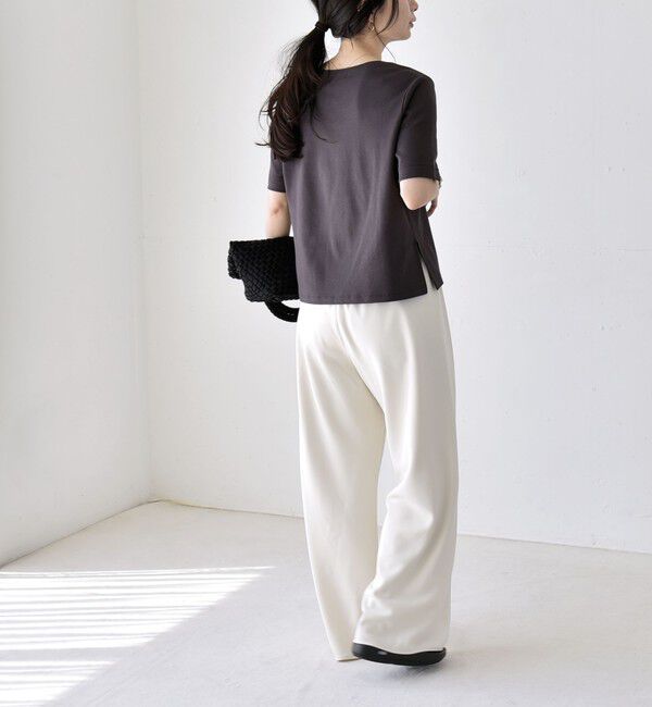 quaranciel「quaranciel:〈接触冷感/汗染み防止加工/洗濯機可能〉ベーシック コンパクト TEE」|Tシャツ・カットソー|