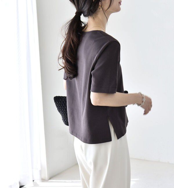 quaranciel「quaranciel:〈接触冷感/汗染み防止加工/洗濯機可能〉ベーシック コンパクト TEE」|Tシャツ・カットソー|