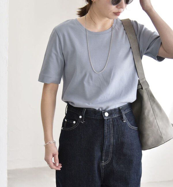 quaranciel「quaranciel:〈接触冷感/汗染み防止加工/洗濯機可能〉ベーシック コンパクト TEE」|Tシャツ・カットソー|