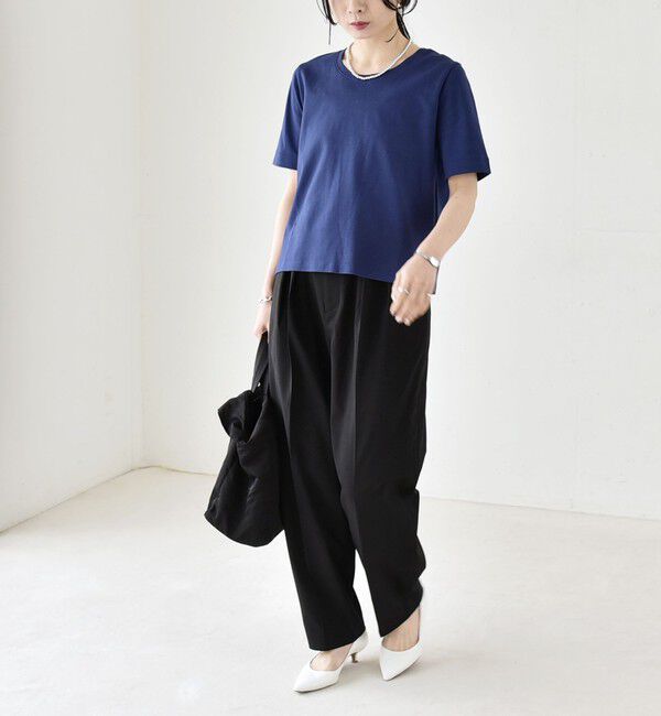 quaranciel「quaranciel:〈接触冷感/汗染み防止加工/洗濯機可能〉ベーシック コンパクト TEE」|Tシャツ・カットソー|
