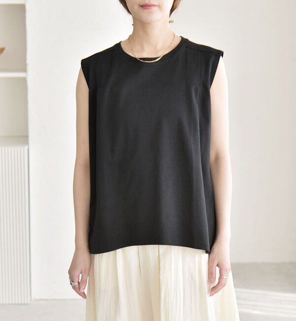 quaranciel「quaranciel:〈接触冷感/汗染み防止加工/洗濯機可能〉クルー ノースリーブ TEE」|Tシャツ・カットソー|