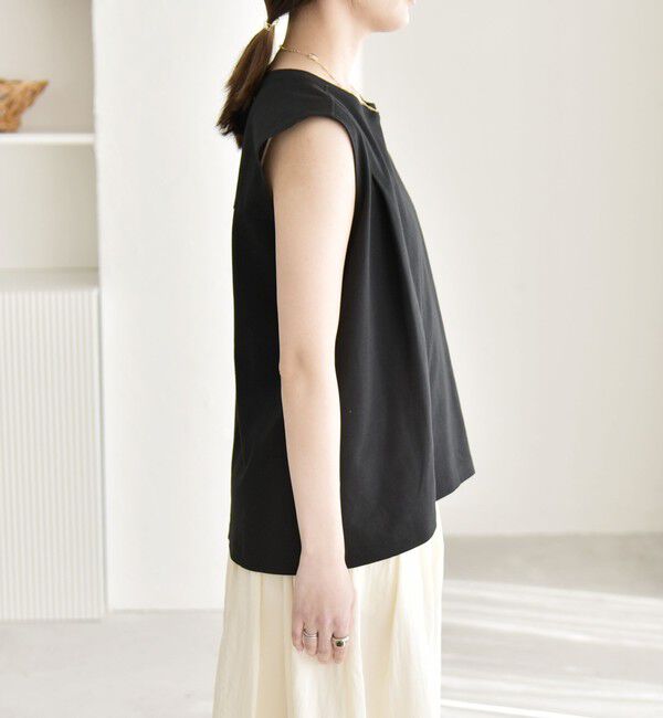 quaranciel「quaranciel:〈接触冷感/汗染み防止加工/洗濯機可能〉クルー ノースリーブ TEE」|Tシャツ・カットソー|