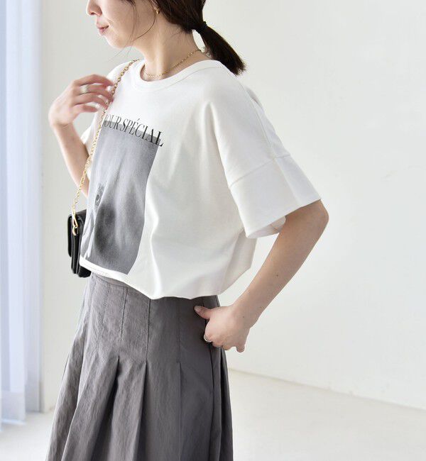 quaranciel「quaranciel:〈接触冷感/汗染み防止加工/洗濯機可能〉CAT プリント TEE」|Tシャツ・カットソー|