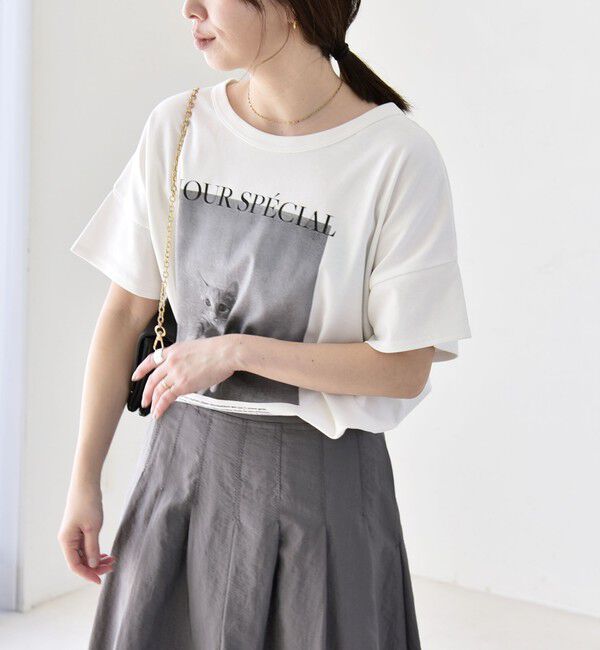 quaranciel「quaranciel:〈接触冷感/汗染み防止加工/洗濯機可能〉CAT プリント TEE」|Tシャツ・カットソー|