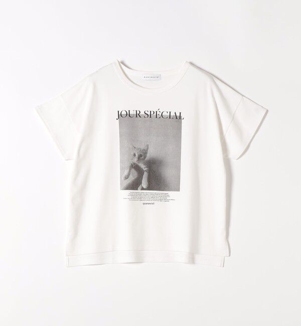 quaranciel「quaranciel:〈接触冷感/汗染み防止加工/洗濯機可能〉CAT プリント TEE」|Tシャツ・カットソー|