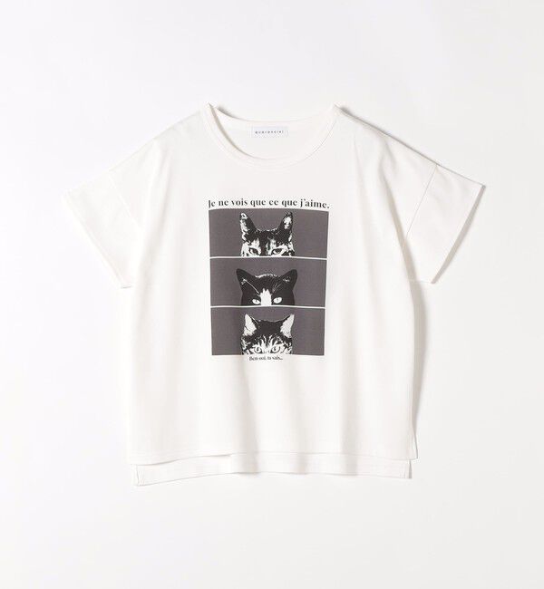 quaranciel「quaranciel:〈接触冷感/汗染み防止加工/洗濯機可能〉CAT プリント TEE」|Tシャツ・カットソー|