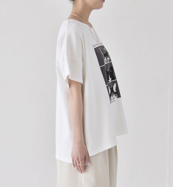quaranciel「quaranciel:〈接触冷感/汗染み防止加工/洗濯機可能〉CAT プリント TEE」|Tシャツ・カットソー|