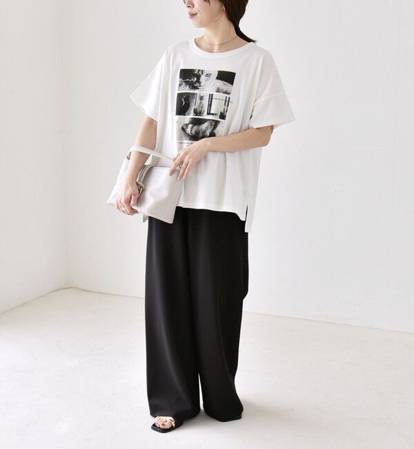 quaranciel「quaranciel:〈接触冷感/汗染み防止加工/洗濯機可能〉CAT プリント TEE」|Tシャツ・カットソー|