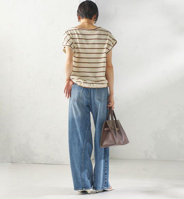 SHIPS for women「《予約》マルチ ボーダー 裾 ドロスト プルオーバー」|Tシャツ・カットソー|