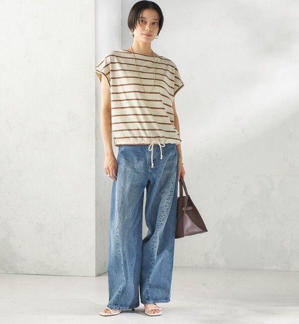 SHIPS for women「《予約》マルチ ボーダー 裾 ドロスト プルオーバー」|Tシャツ・カットソー|