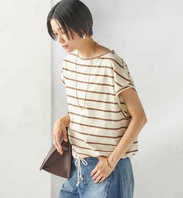 SHIPS for women「《予約》マルチ ボーダー 裾 ドロスト プルオーバー」|Tシャツ・カットソー|