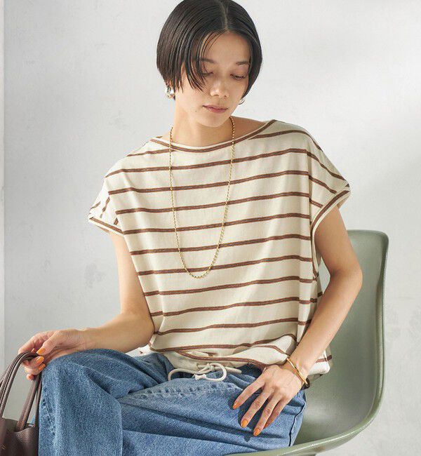 SHIPS for women「《予約》マルチ ボーダー 裾 ドロスト プルオーバー」|Tシャツ・カットソー|