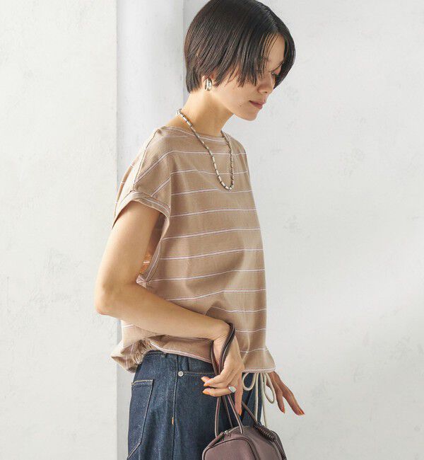 SHIPS for women「《予約》マルチ ボーダー 裾 ドロスト プルオーバー」|Tシャツ・カットソー|