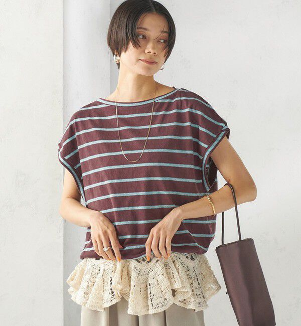 SHIPS for women「《予約》マルチ ボーダー 裾 ドロスト プルオーバー」|Tシャツ・カットソー|