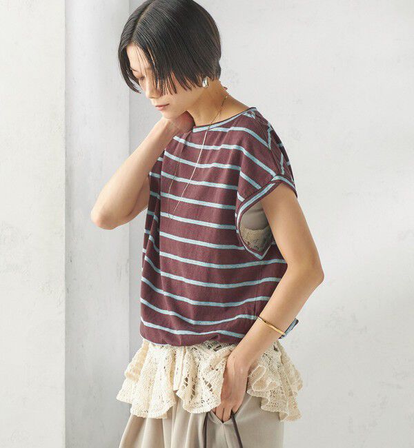 SHIPS for women「《予約》マルチ ボーダー 裾 ドロスト プルオーバー」|Tシャツ・カットソー|