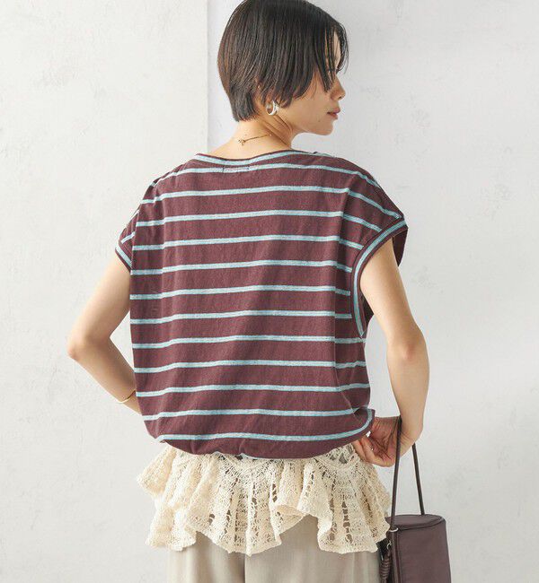 SHIPS for women「《予約》マルチ ボーダー 裾 ドロスト プルオーバー」|Tシャツ・カットソー|