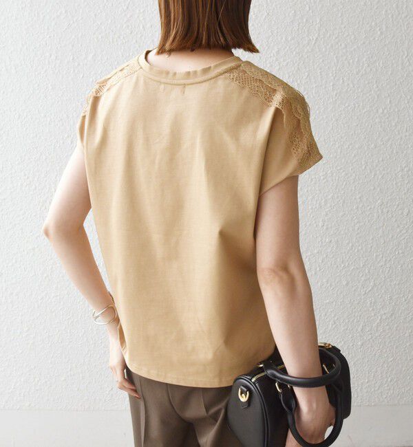SHIPS any「《一部追加予約》SHIPS any:〈洗濯機可能〉ジャージー フレンチスリーブ レース TEE」|Tシャツ・カットソー|