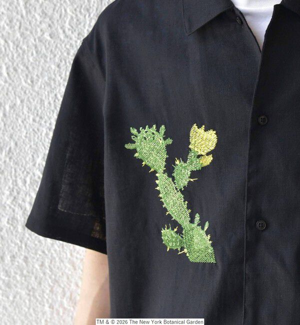 SHIPS any「SHIPS any: NYBG コラボ トロピカル ロゴ 刺繍 リラックス リネン ミックス 半袖 シャツ◇」|シャツ・ブラウス|