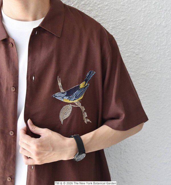 SHIPS any「SHIPS any: NYBG コラボ トロピカル ロゴ 刺繍 リラックス リネン ミックス 半袖 シャツ◇」|シャツ・ブラウス|
