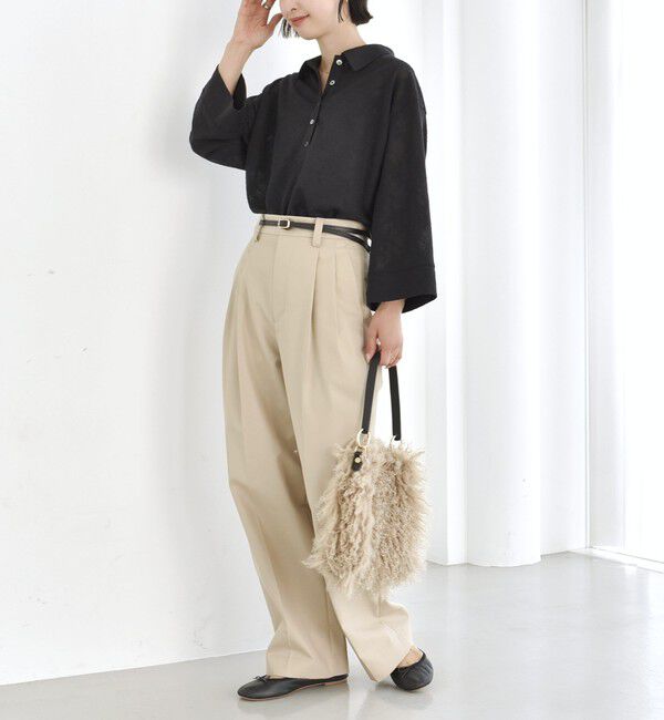 SHIPS for women「【WEB限定】〈手洗い可能〉シアー ジャカード ポロ ワイド スリーブ プルオーバー」|ポロシャツ|