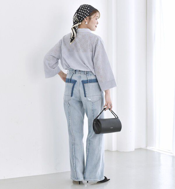 SHIPS for women「【WEB限定】〈手洗い可能〉シアー ジャカード ポロ ワイド スリーブ プルオーバー」|ポロシャツ|