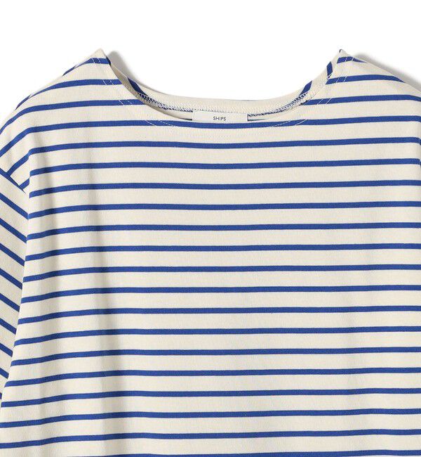 SHIPS for women「《予約》〈手洗い可能〉ボーダー 袖 レース ワイド プルオーバー」|Tシャツ・カットソー|
