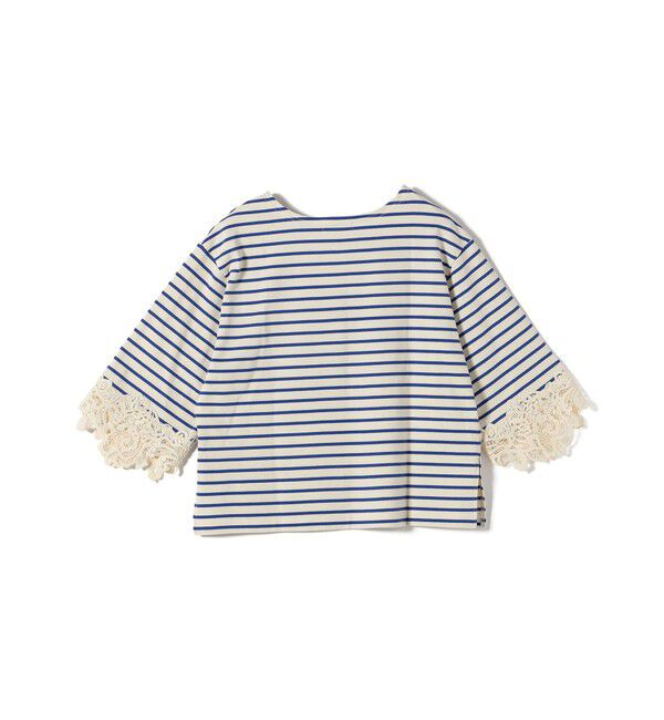 SHIPS for women「《予約》〈手洗い可能〉ボーダー 袖 レース ワイド プルオーバー」|Tシャツ・カットソー|