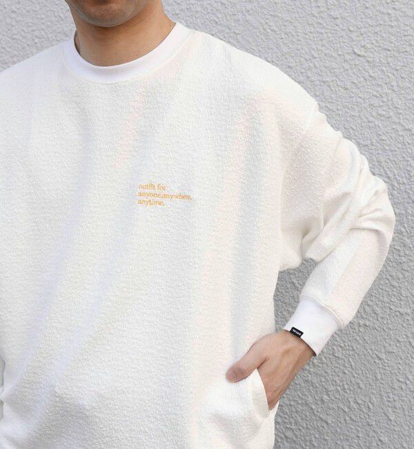 SHIPS any「SHIPS any:〈洗濯機可能〉フクレ  ジャカード  ロゴ 刺繍 サイドポケットTシャツ(ロンT)◆」|Tシャツ・カットソー|