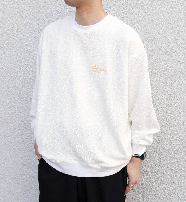 SHIPS any「SHIPS any:〈洗濯機可能〉フクレ  ジャカード  ロゴ 刺繍 サイドポケットTシャツ(ロンT)◆」|Tシャツ・カットソー|