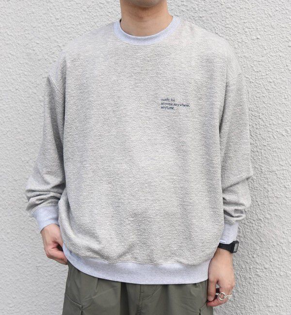 SHIPS any「SHIPS any:〈洗濯機可能〉フクレ  ジャカード  ロゴ 刺繍 サイドポケットTシャツ(ロンT)◆」|Tシャツ・カットソー|