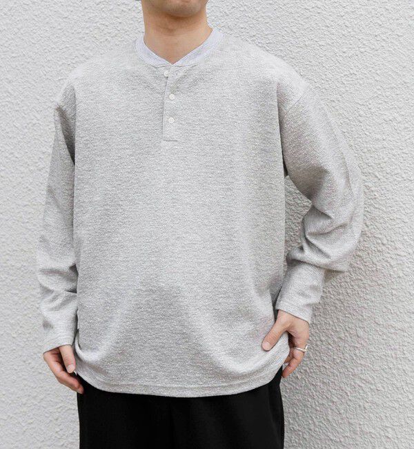 SHIPS any「SHIPS any:〈洗濯機可能〉フクレ ジャカード リラックス ヘンリーネックTシャツ(ロンT)◆」|Tシャツ・カットソー|