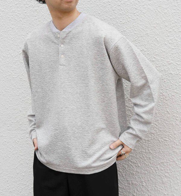 SHIPS any「SHIPS any:〈洗濯機可能〉フクレ ジャカード リラックス ヘンリーネックTシャツ(ロンT)◆」|Tシャツ・カットソー|
